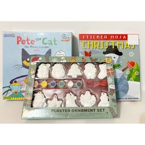 3 Pk Christmas Activities Bundle, Plaster Ornament Set, Pete the Cat Game & More